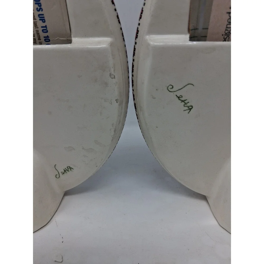 Vintage Folk Art Style Oval Picture Frames Set of 2 Geometric Mosaic Pattern
